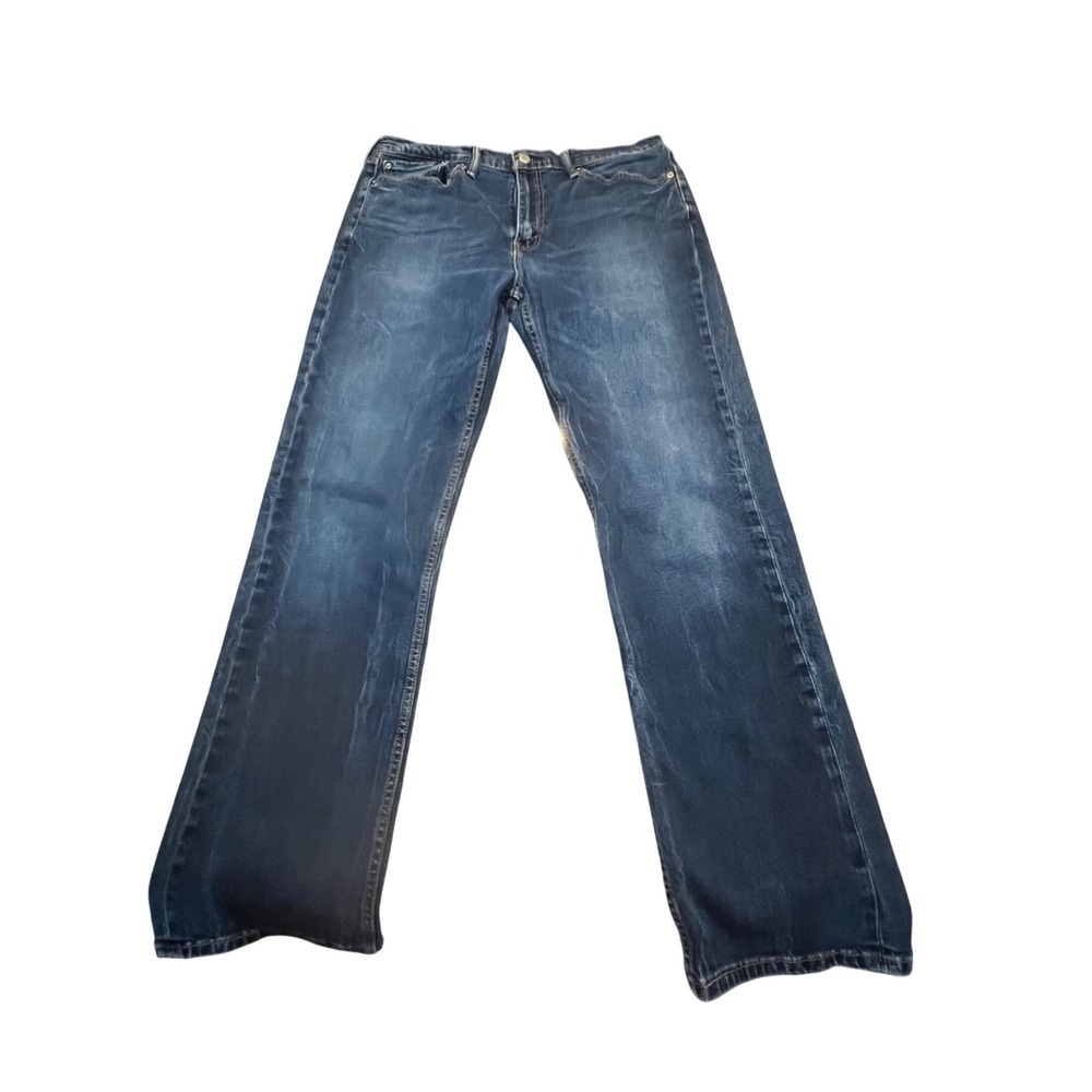 Levi‎ Strauss 514 Straight Fit Jeans Mens 36x32 Dark Wash Blue Denim Pants